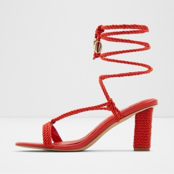 Aldo Red Stiletto Heels with Ankle Straps - Picture 4 of 5